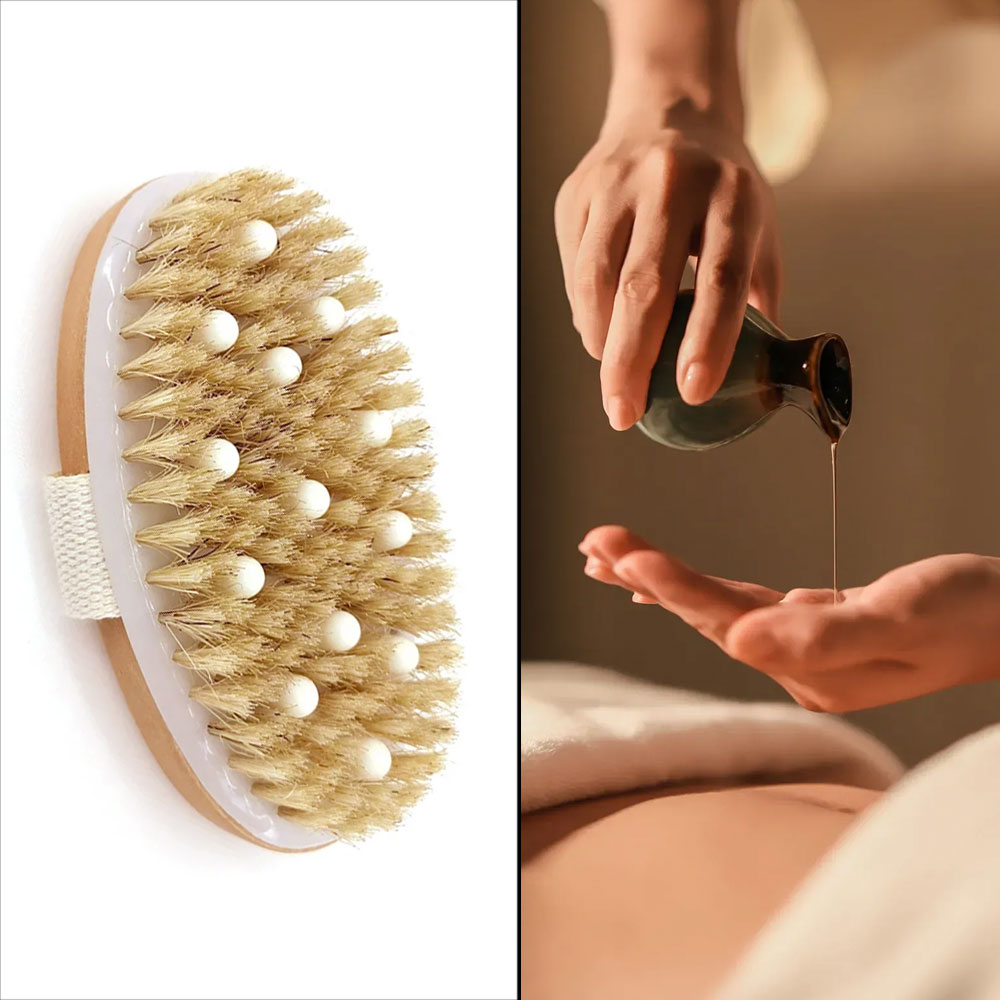 Dry Brush Body - แปรงขัดผิวแห้ง 2 in 1 ขนแปรงธรรมชาติ ขจัดเซลล์ผิวที่ตายแล้ว
