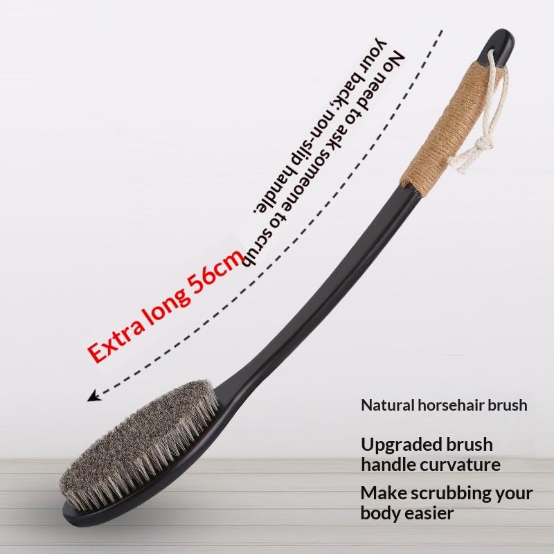 Dry Brush Body - แปรงขัดหลังสำหรับอาบน้ำขนาด 56 ซม./43 ซม. พร้อมด้ามจับยาวโค้ง, แปรงขัดตัวแบบเปียกและแห้ง,