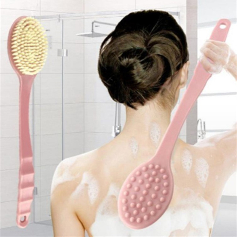 Dry Brush Body - แปรงขัดตัวแบบนุ่มใหม่สำหรับอาบน้ำ แปรงขัดผิวพร้อมด้ามจับยาว แปรงอาบน้ำสำหรับขัดผิวและนวดผิว